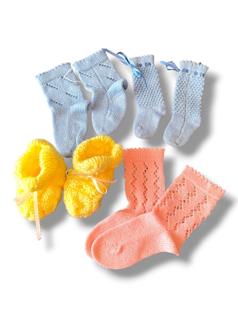 Handmade Baby Knit Socks & Booties Set - Crochet Gift 4 Pairs